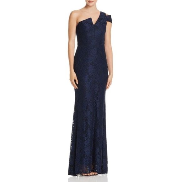 Aqua Dresses & Skirts - New Aqua Lace Cut Out One Shoulder Gown Prom